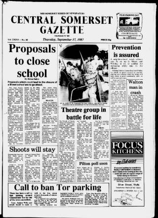 cover page of Central Somerset Gazette published on September 17, 1987