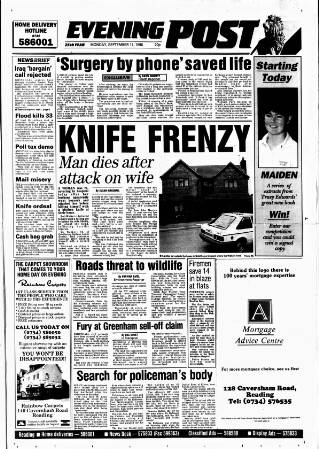 cover page of Reading Evening Post published on September 17, 1990