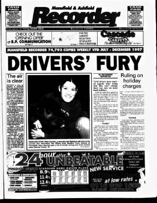 cover page of Mansfield & Sutton Recorder published on September 17, 1998