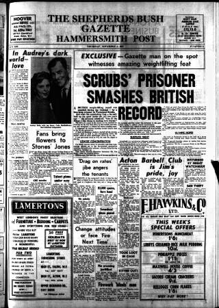 cover page of Hammersmith & Shepherds Bush Gazette published on November 2, 1967