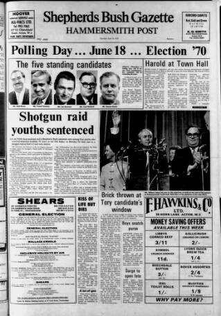cover page of Hammersmith & Shepherds Bush Gazette published on June 18, 1970