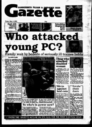 cover page of Hammersmith & Shepherds Bush Gazette published on May 4, 1990