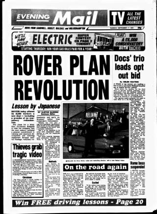 cover page of Sandwell Evening Mail published on September 17, 1991