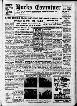 cover page of Buckinghamshire Examiner published on June 18, 1954