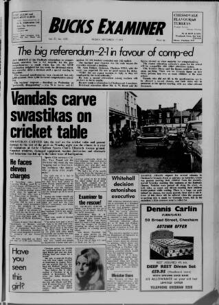 cover page of Buckinghamshire Examiner published on September 17, 1971