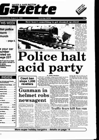 cover page of Hayes & Harlington Gazette published on August 2, 1989