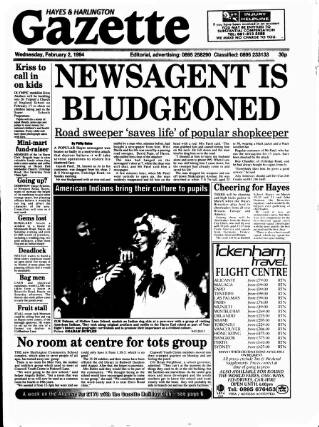 cover page of Hayes & Harlington Gazette published on February 2, 1994