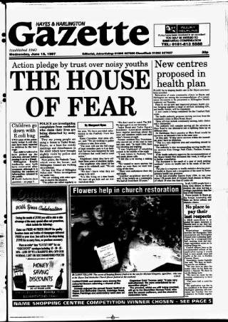 cover page of Hayes & Harlington Gazette published on June 18, 1997