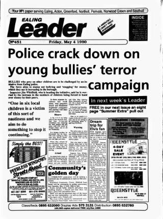 cover page of Ealing Leader published on May 4, 1990