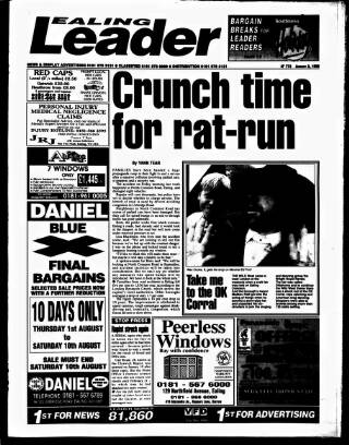 cover page of Ealing Leader published on August 2, 1996