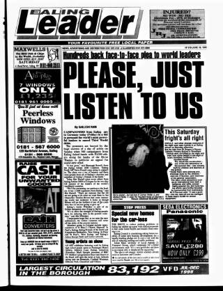 cover page of Ealing Leader published on June 18, 1999