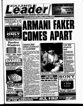 cover page of Ealing Leader published on September 17, 1999
