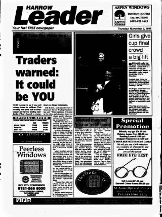 cover page of Harrow Leader published on November 2, 1995