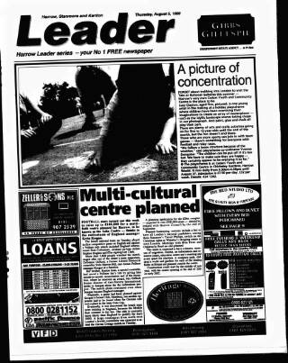 cover page of Harrow Leader published on August 5, 1999