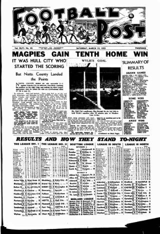 cover page of Football Post (Nottingham) published on March 19, 1955