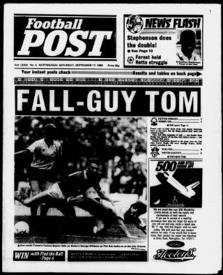 cover page of Football Post (Nottingham) published on September 17, 1988