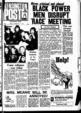 cover page of Kensington Post published on February 2, 1968