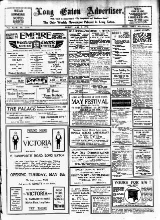 cover page of Long Eaton Advertiser published on May 2, 1930