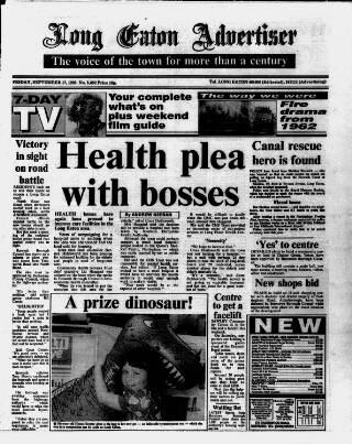 cover page of Long Eaton Advertiser published on September 17, 1993