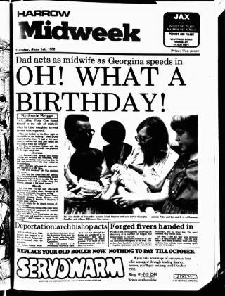 cover page of Harrow Midweek published on June 1, 1982