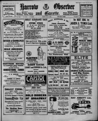 cover page of Harrow Observer published on May 2, 1930