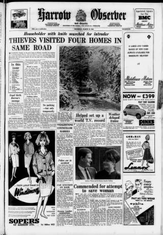 cover page of Harrow Observer published on March 19, 1964