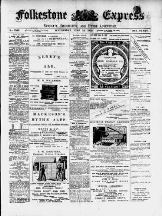 cover page of Folkestone Express, Sandgate, Shorncliffe & Hythe Advertiser published on June 18, 1902