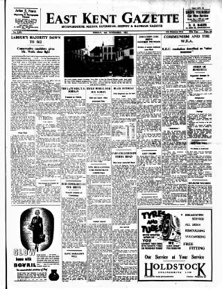 cover page of East Kent Gazette published on November 2, 1951