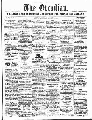 cover page of Orcadian published on February 2, 1860