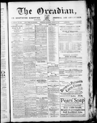 cover page of Orcadian published on March 19, 1892