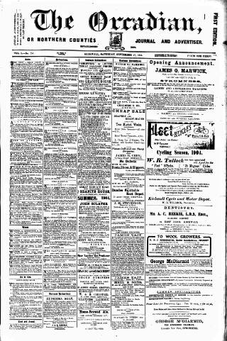 cover page of Orcadian published on September 17, 1904