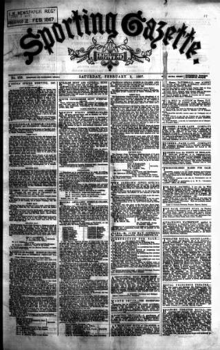 cover page of Sporting Gazette published on February 2, 1867