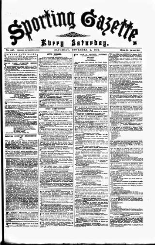 cover page of Sporting Gazette published on November 2, 1872