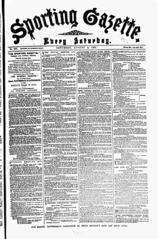 cover page of Sporting Gazette published on August 2, 1873