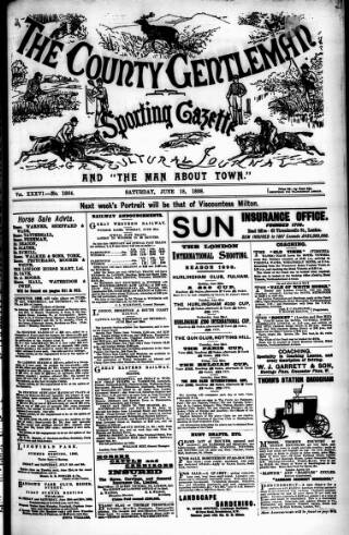 cover page of Sporting Gazette published on June 18, 1898