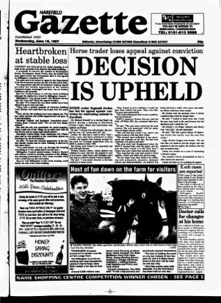 cover page of Harefield Gazette published on June 18, 1997