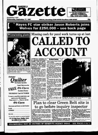 cover page of Harefield Gazette published on September 17, 1997