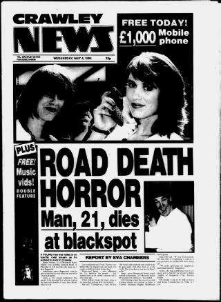 cover page of Crawley News published on May 4, 1994