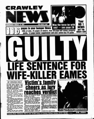 cover page of Crawley News published on March 19, 1997