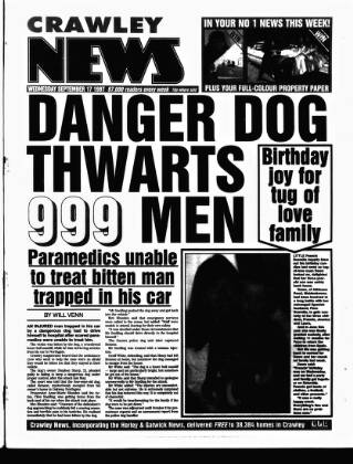 cover page of Crawley News published on September 17, 1997
