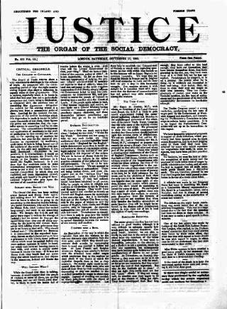cover page of Justice published on September 17, 1892