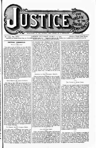 cover page of Justice published on March 19, 1904