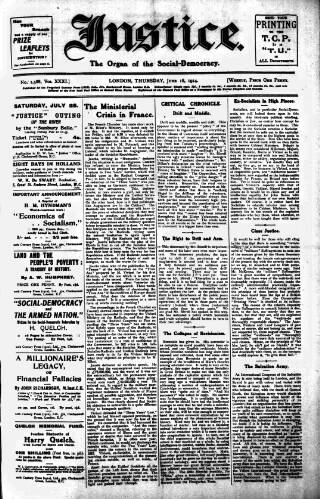 cover page of Justice published on June 18, 1914