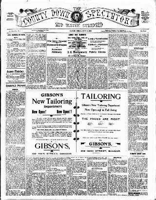 cover page of County Down Spectator and Ulster Standard published on June 18, 1909