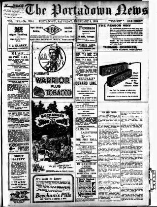cover page of Portadown News published on February 2, 1924