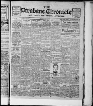 cover page of Strabane Chronicle published on November 2, 1918