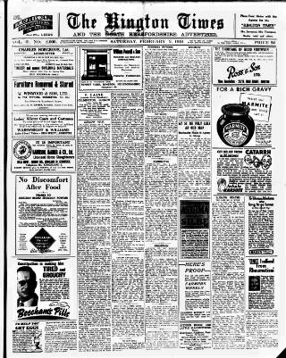 cover page of Kington Times published on February 2, 1946