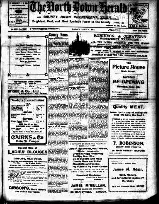 cover page of North Down Herald and County Down Independent published on June 18, 1915