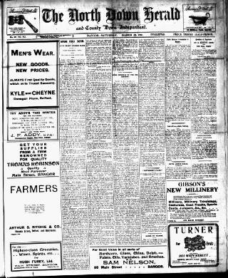 cover page of North Down Herald and County Down Independent published on March 19, 1921