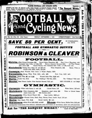 cover page of Ulster Football and Cycling News published on September 4, 1896